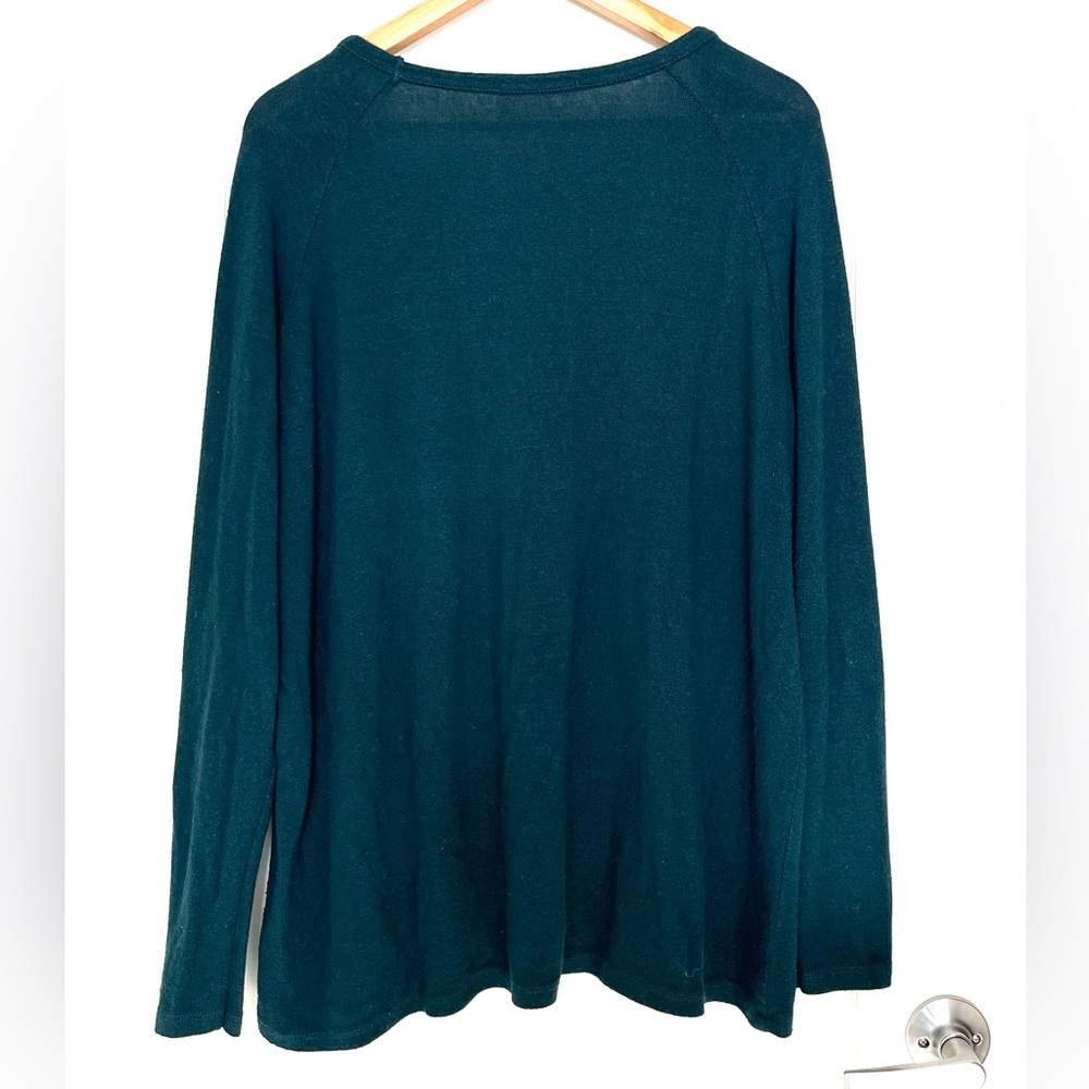 Brandy Melville Wool Blend V-Neck Long Sleeve Forest Green Y2K Academia Trendy - Picture 5 of 13